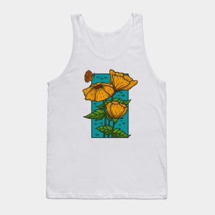 Vintage yellow flower doodle with butterfly illustration Tank Top